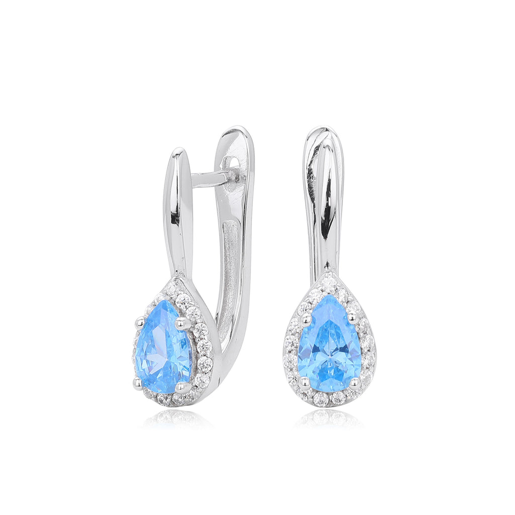 Damen Ohrhänger mit tropfenförmigem Zirkon und funkelndem Zirkonbesatz Shop Nory