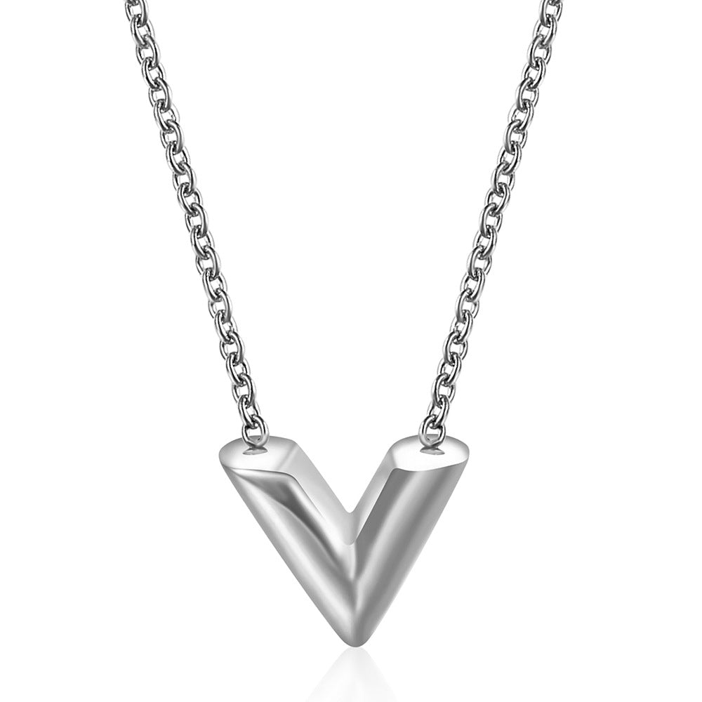 Damen Halskette mit modernem V-Anhänger und eleganter Gliederkette Shop Nory