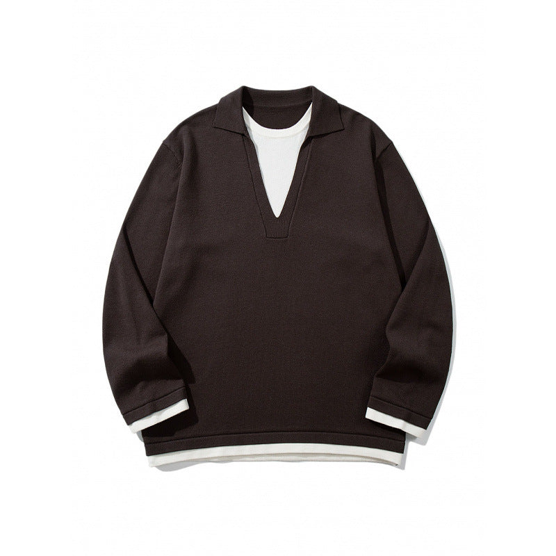Unisex Oversize-Strickpullover mit offenem V-Ausschnitt und Hemdkragen Shop Nory