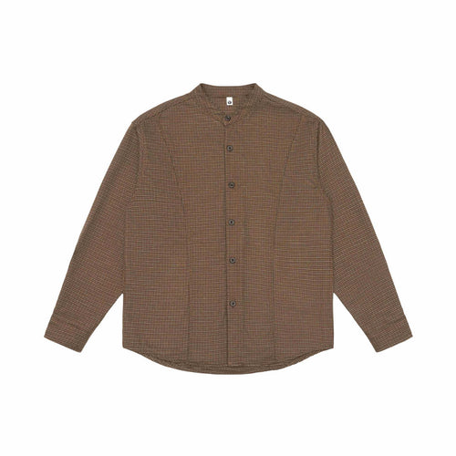 Unisex Oversize-Hemdjacke mit Stehkragen, Glencheckmuster und gerundetem Saum Shop Nory