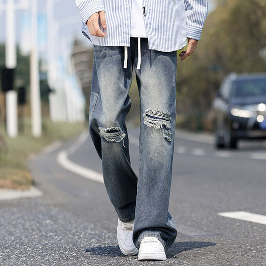 Herren Weitgeschnittene Destroyed Jeans Shop Nory