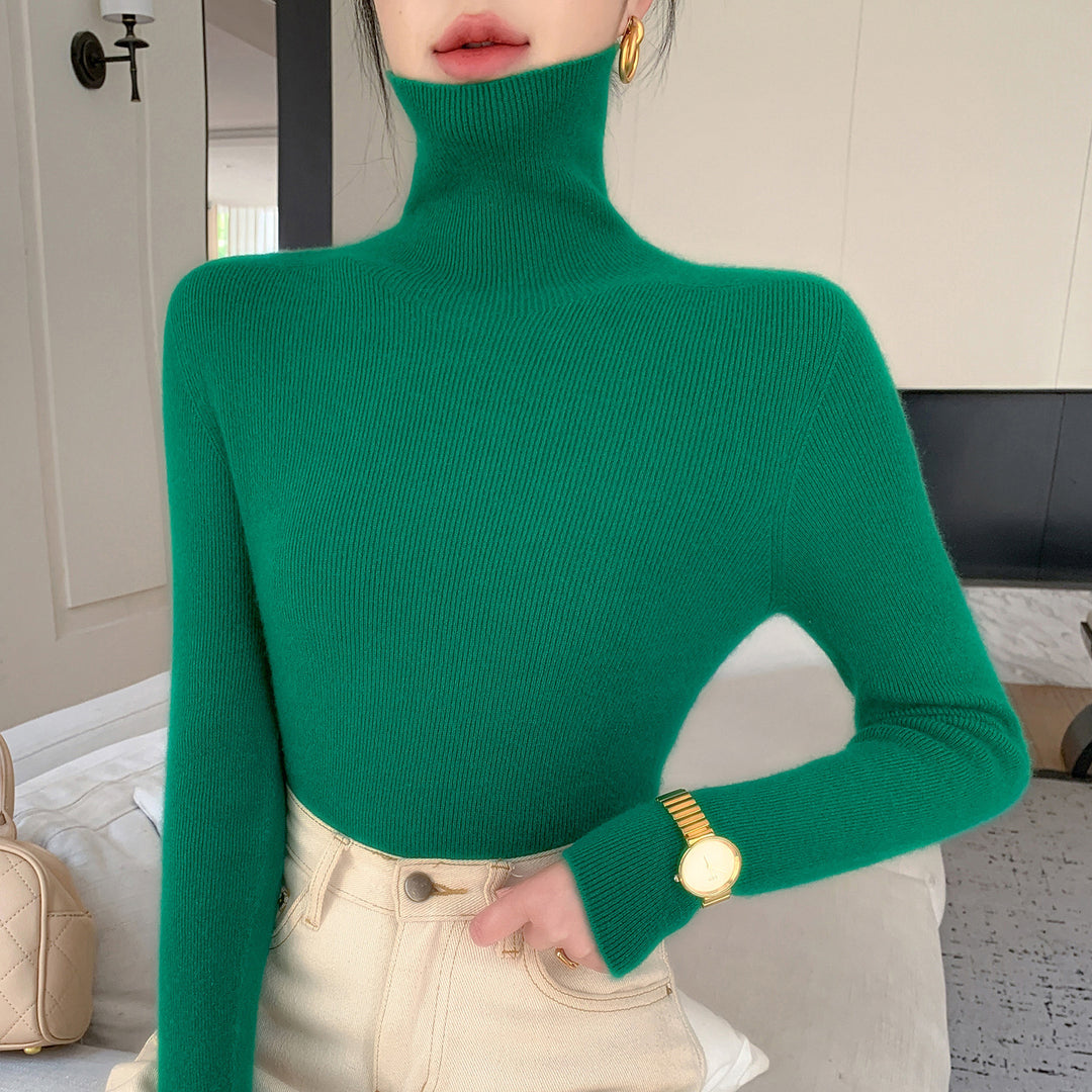 Damen Schlanker Feinstrickpullover mit hohem Rollkragen und feiner Rippstruktur Shop Nory