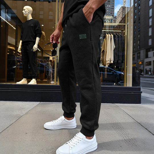 Herren Strukturierte Jogginghose mit geometrischer Waffelstruktur und elastischen Bündchen Shop Nory