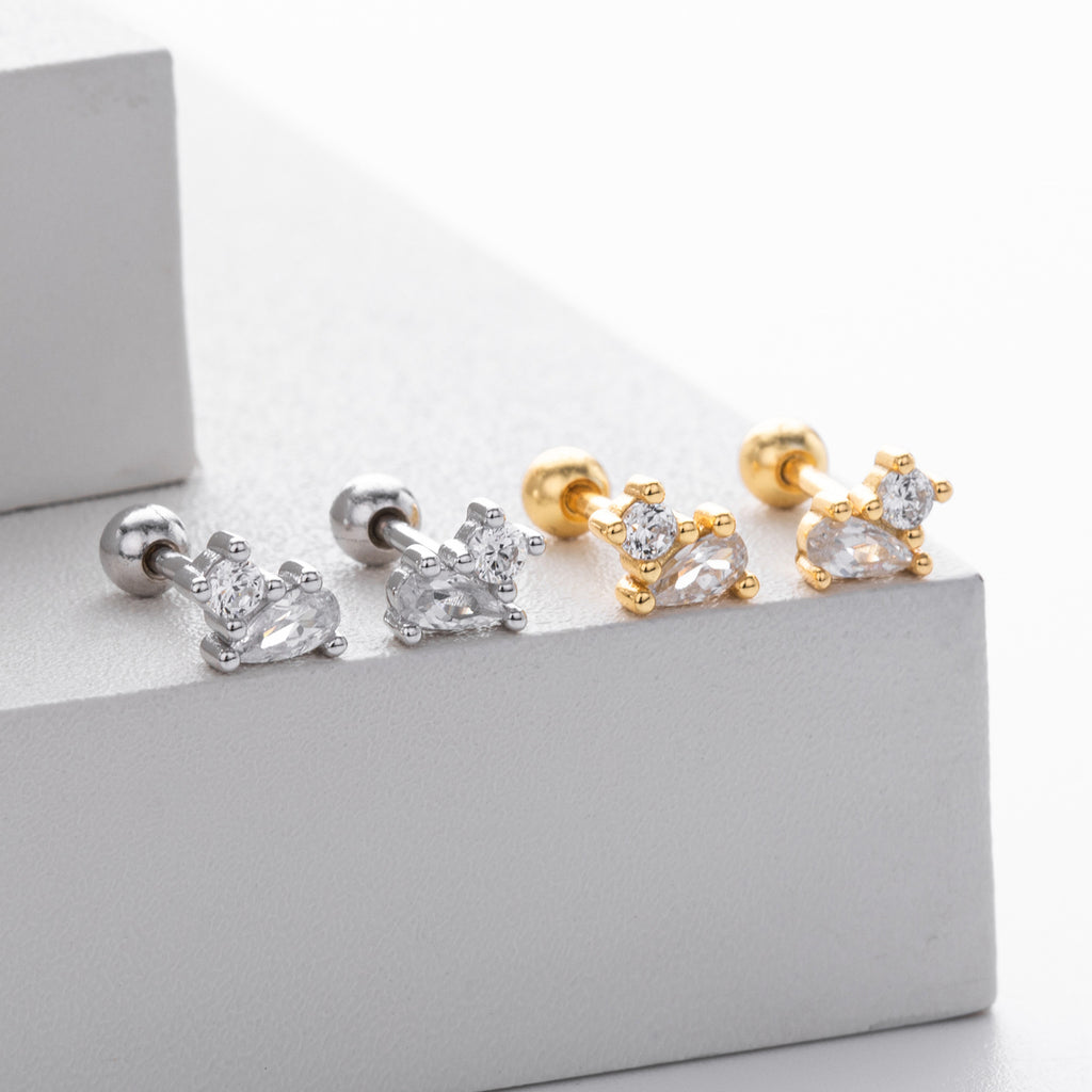 Damen Ohrstecker mit funkelnden Zirkonsteinen und hochwertiger 925 Sterling Silberfassung Shop Nory