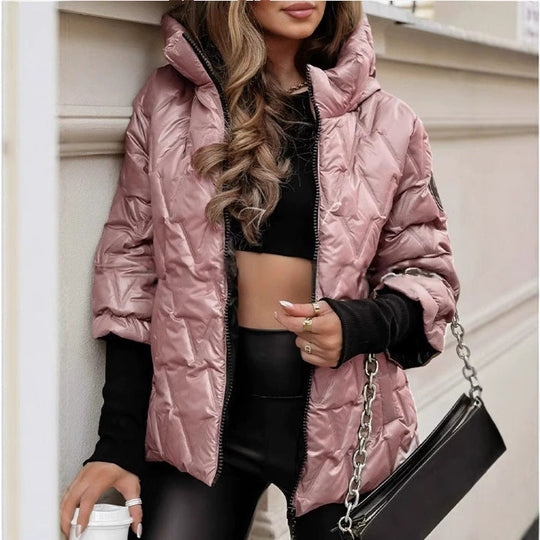 Damen Steppjacke mit hohem Kragen und praktischen Taschen