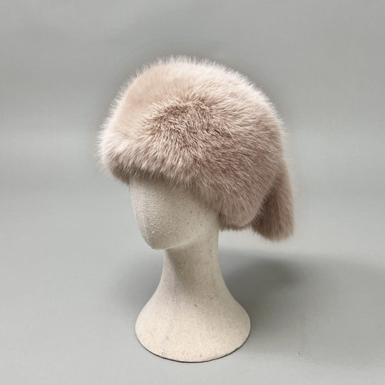 Damen Plüsch-Kunstpelz-Mütze im Trapperstil mit Ohrklappen und dekorativem Schwanz Shop Nory