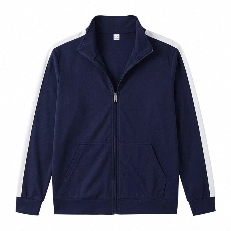 Herren Retro Trackjacke mit Stehkragen, Kontraststreifen und Kängurutasche Shop Nory