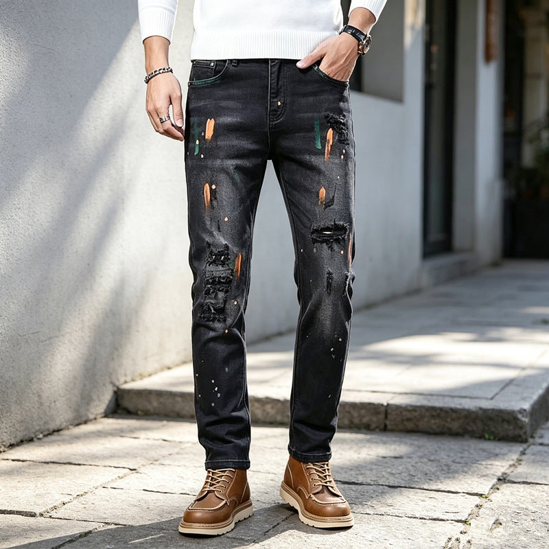 Herren Modische Ripped Jeans mit Farbdetails Shop Nory