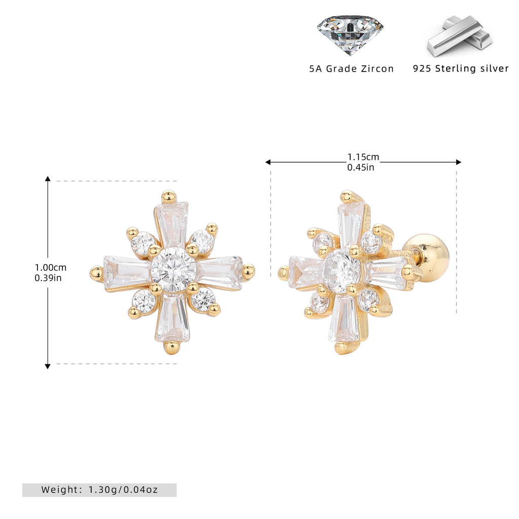 Damen Ohrstecker mit funkelndem Zirkon in Kreuzform aus hochwertigem 925 Sterling Silber Shop Nory