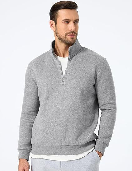 Herren nan halbzip Pullover aus schwerer Baumwollmischung mit hohem Stehkragen und gerippten Bündchen Shop Nory