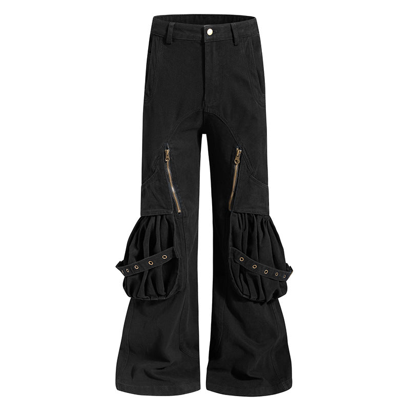 Damen Cargo-Culotte mit gerafften Beuteltaschen, Ösenriemen und seitlichen Reißverschlüssen Shop Nory