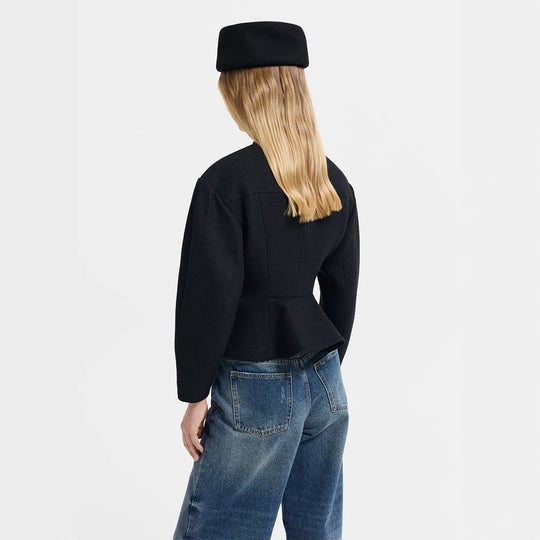 Damen Taillierte Jacke mit Peplum-Saum, strukturierter Webqualität und Zierknöpfen Shop Nory