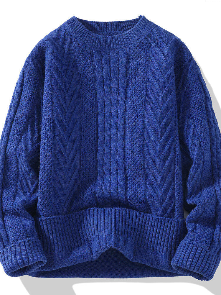 Herren Grobstrickpullover mit Zopfmuster und lässigem Schnitt