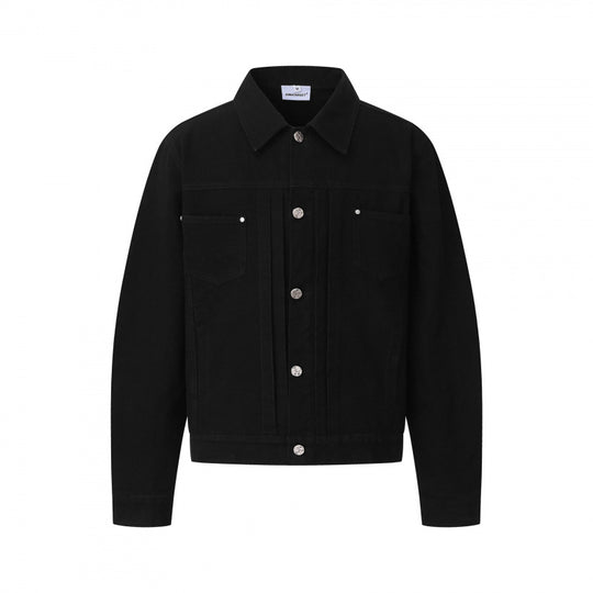 Unisex Boxy-Denimjacke im Worker‑Look mit Metallknopfleiste und Brusttaschen Shop Nory