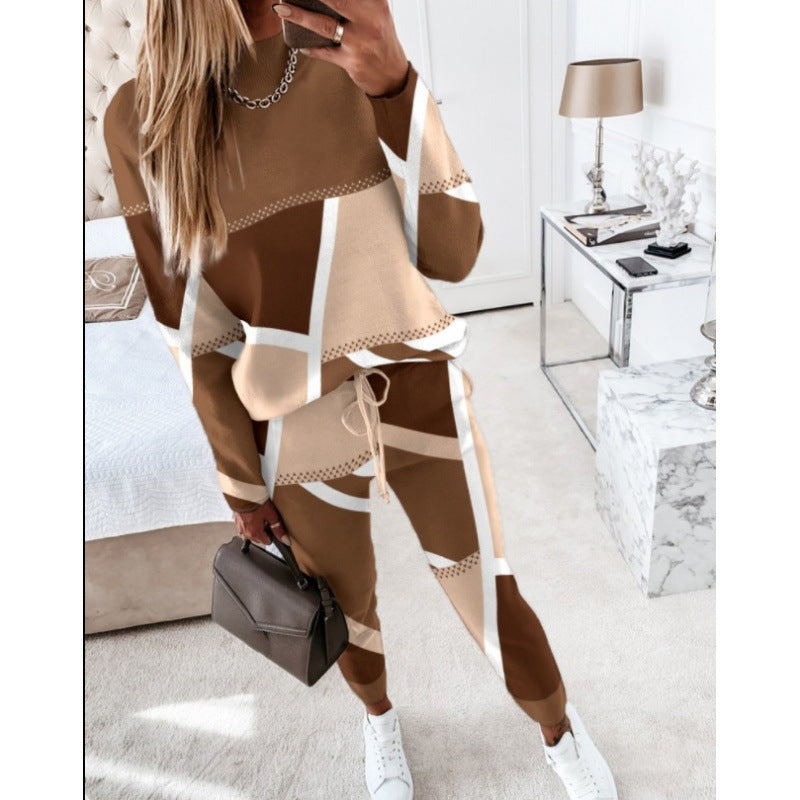 Damen trendy Sweatanzug mit grafischem Muster
