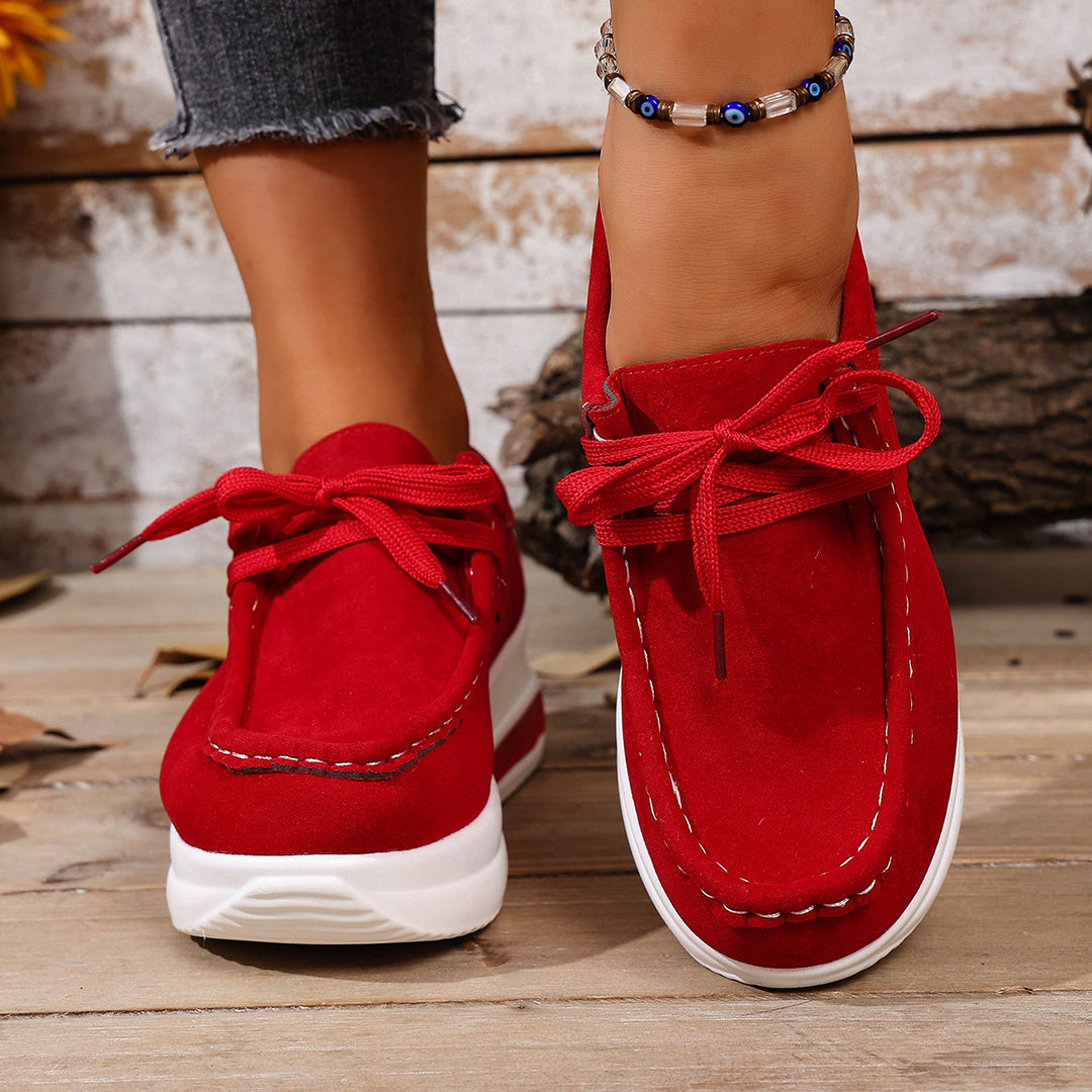 Damen Bequeme Keil‑Plateau‑Sneaker mit Wildlederoptik und gepolstertem Komfortfußbett Shop Nory