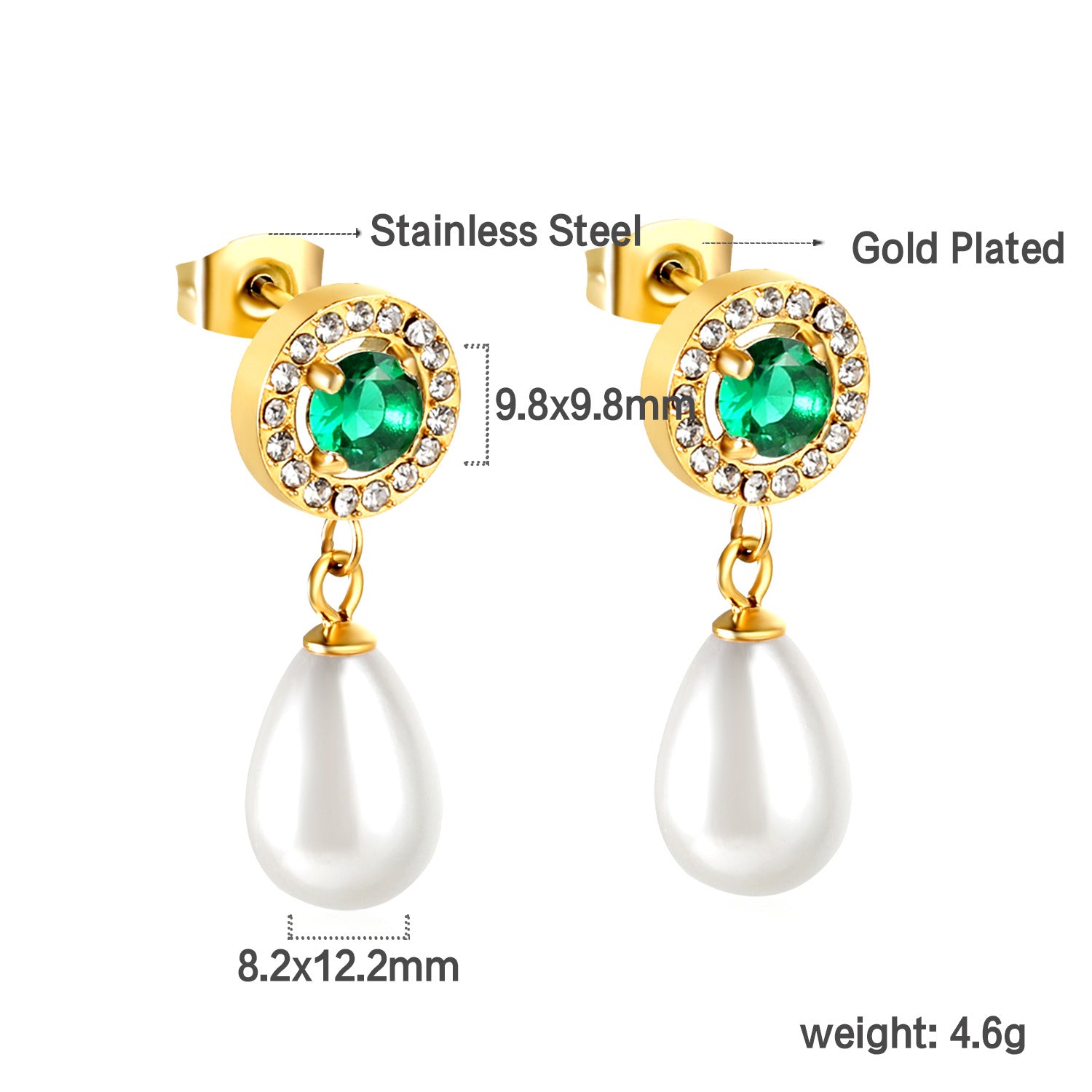 Damen Ring mit grünem Kristall und funkelndem Zirkonia-Rahmen Shop Nory