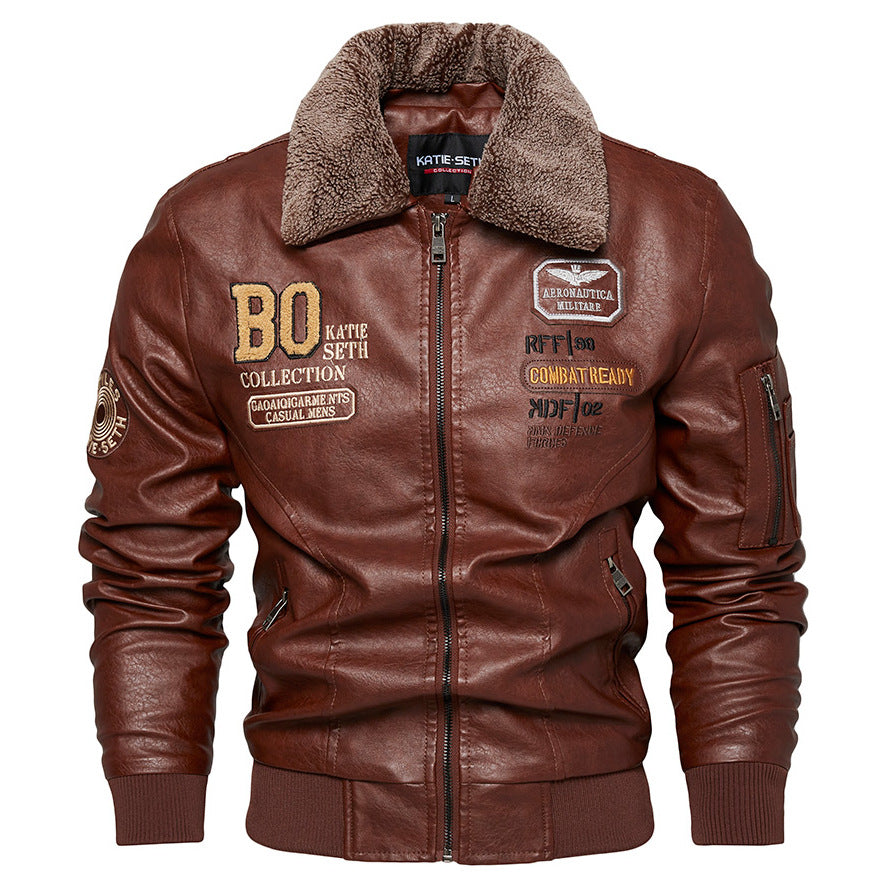 Herren Kunstlederjacke mit gefüttertem Kragen Shop Nory