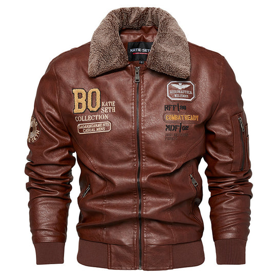 Herren Kunstlederjacke mit gefüttertem Kragen Shop Nory