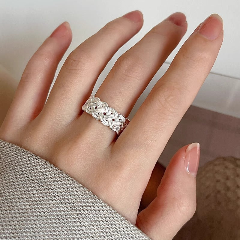 Damen Offener Ring mit filigranem Flechtmuster Shop Nory