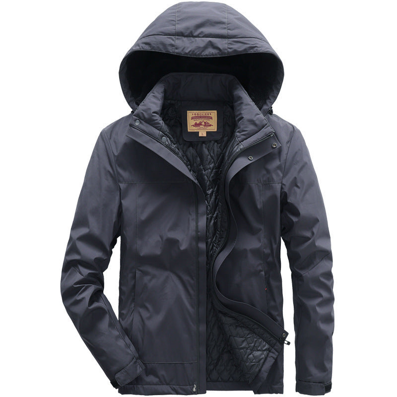 Herren wasserabweisende gesteppte Thermojacke mit verstellbarer Kapuze und winddichter Membran Shop Nory