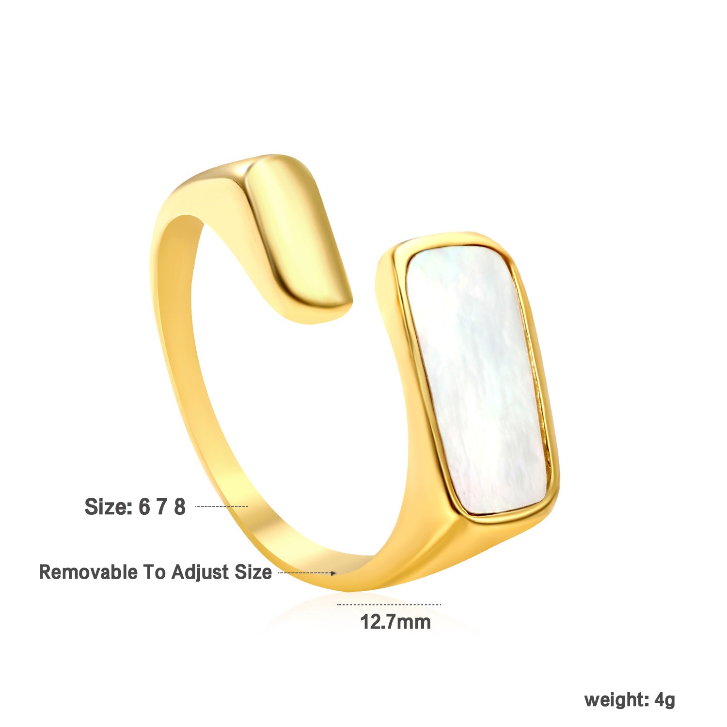 Damen Ring mit elegantem, geschwungenen Design und verstellbarem Perlenanhänger Shop Nory