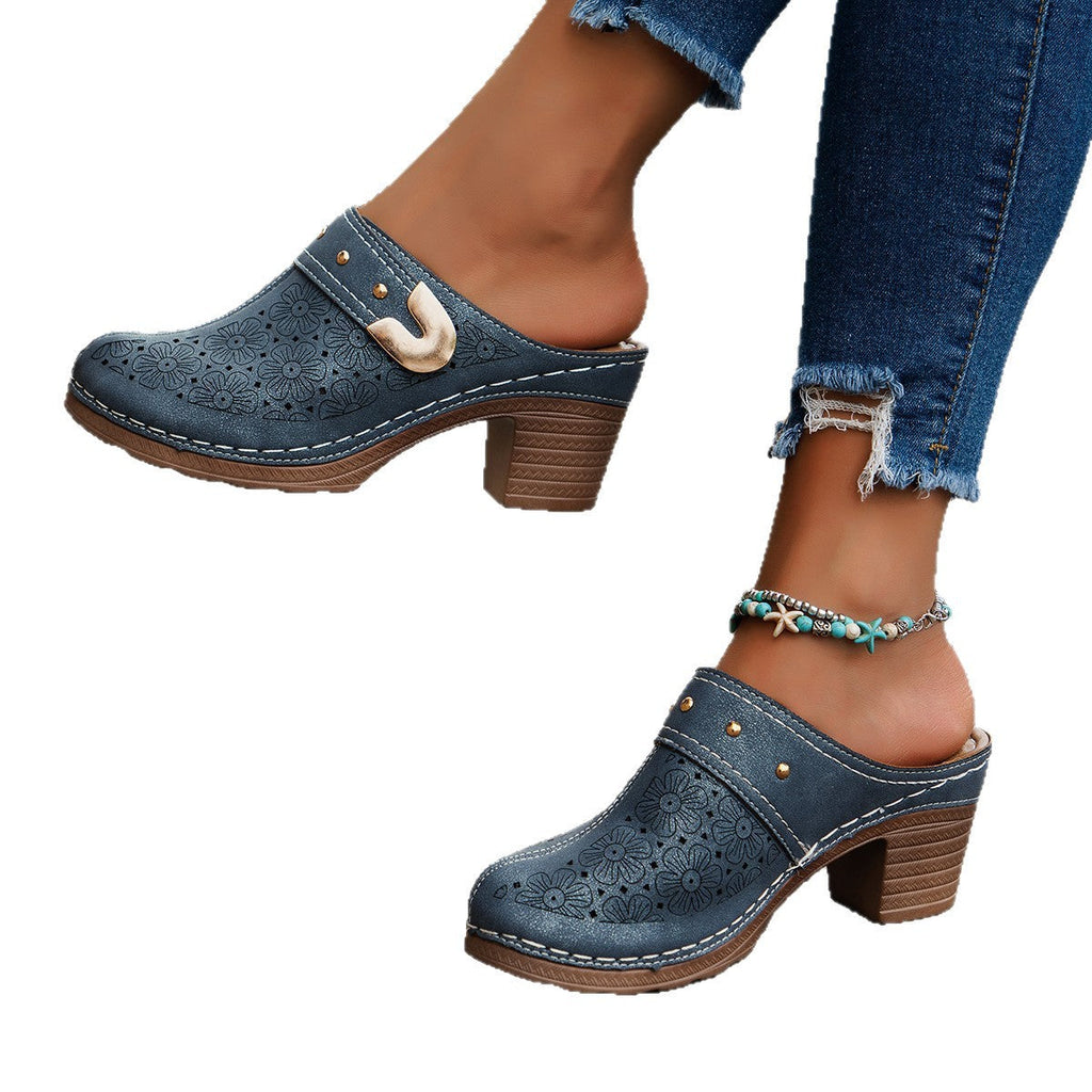 Damen Hohe Clogs mit floralem Muster und ergonomischem Fußbett