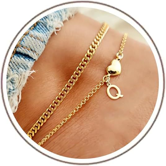 Damen Fußkettchen mit herzförmigem und initialisiertem Anhänger Shop Nory