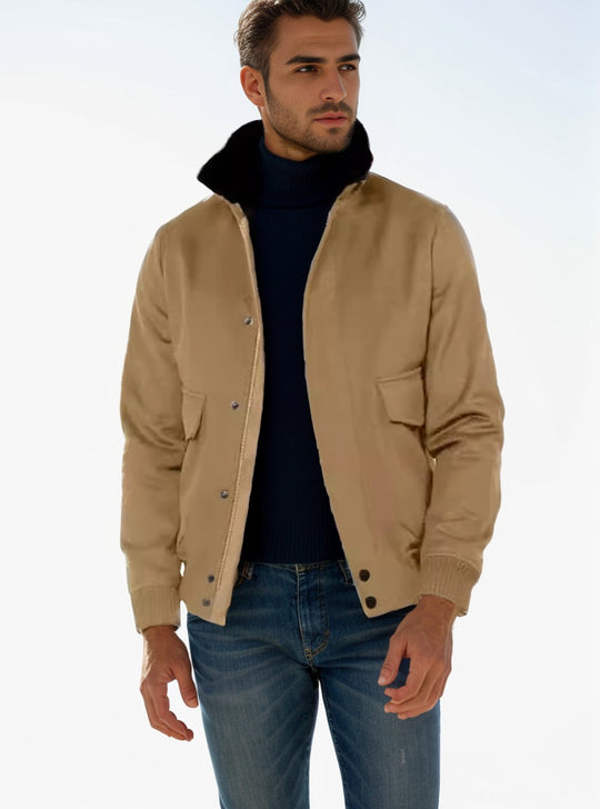 Herren Bomberjacke mit Stehkragen, Druckknopfleiste und aufgesetzten Pattentaschen Shop Nory