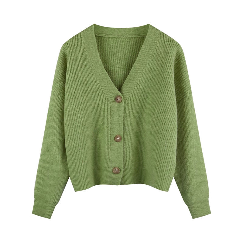 Damen Strickjacke mit V-Ausschnitt und hochwertigen Knopfdetails