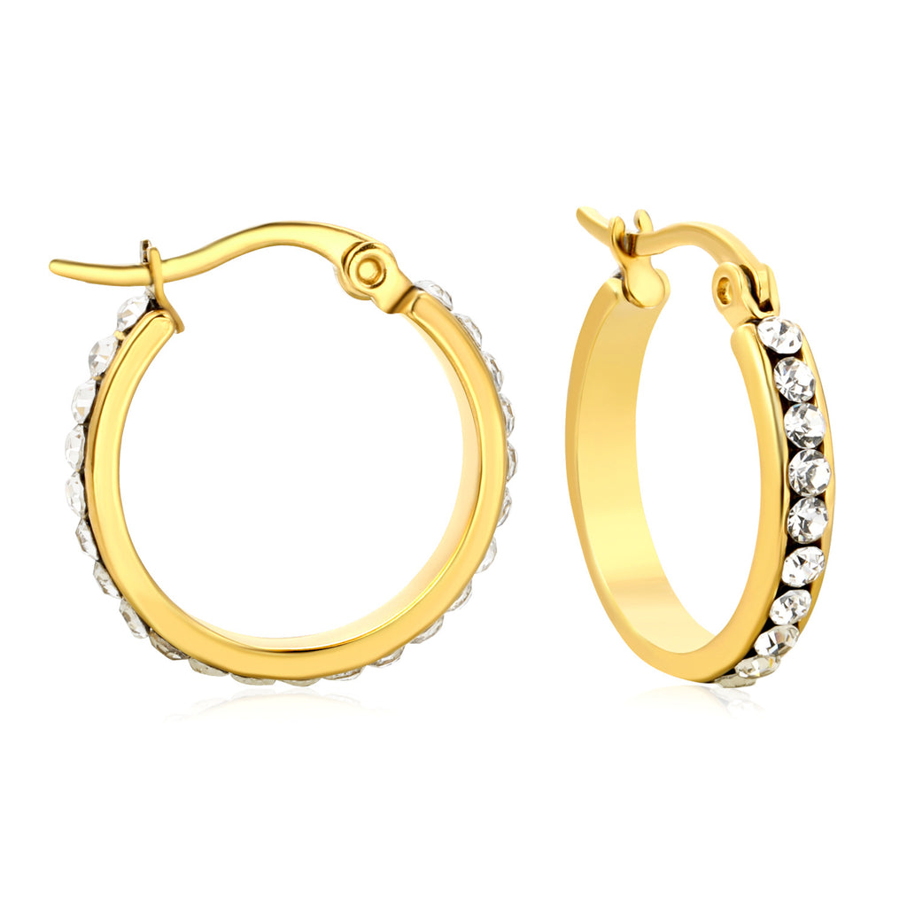 Damen Creolen mit funkelnden Kristallen und hochwertiger Goldbeschichtung Shop Nory