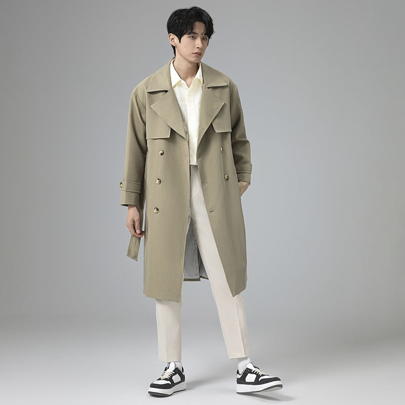 Herren Oversized Doppelreihiger Wollmix-Trenchcoat mit Schalkragen und Überschlagblende Shop Nory