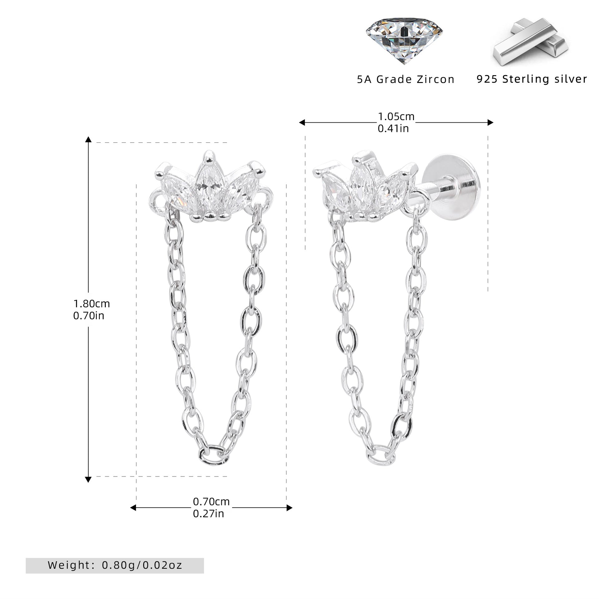 Damen Ohrhänger mit elegantem Anhänger aus 925 Sterling Silber und funkelndem Zirkon Shop Nory