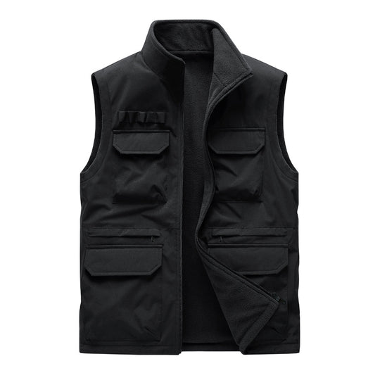 Herren Outdoor-Utilityweste mit acht Multifunktionstaschen, robustem Baumwollmix und Windschutzkragen Shop Nory