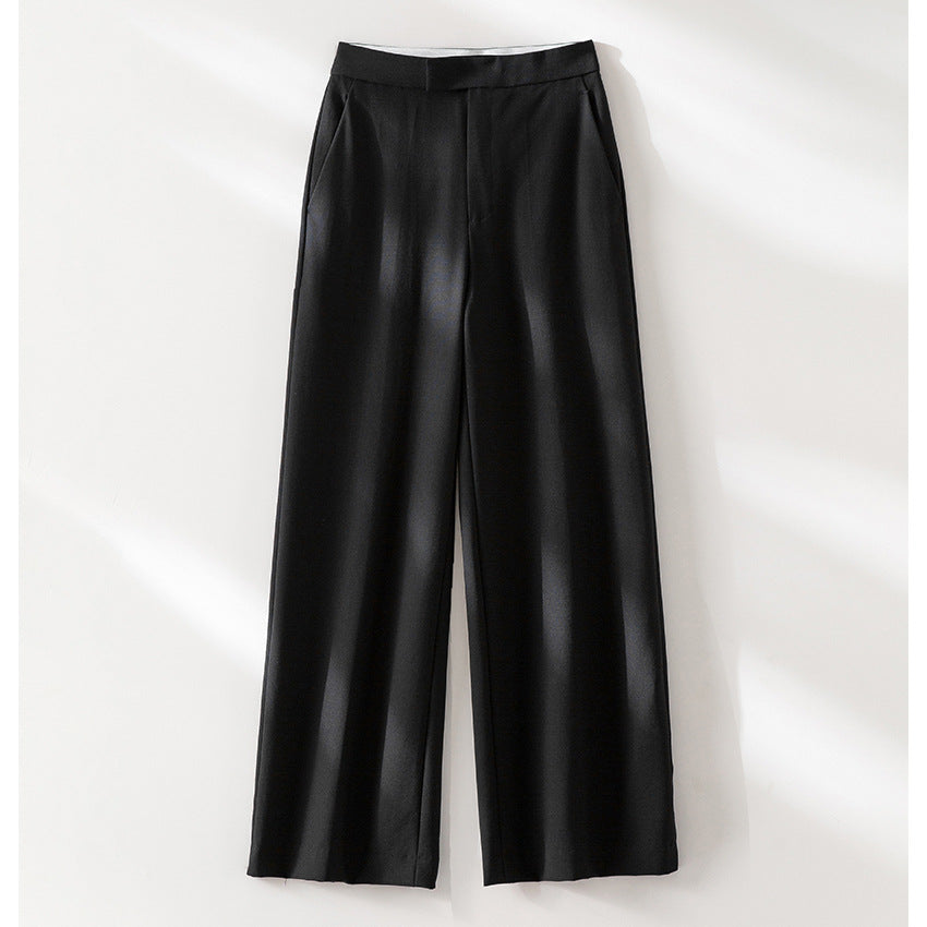 Damen Hochtaillierte weite Palazzo-Hose aus fließendem Satin mit Bügelfalte Shop Nory