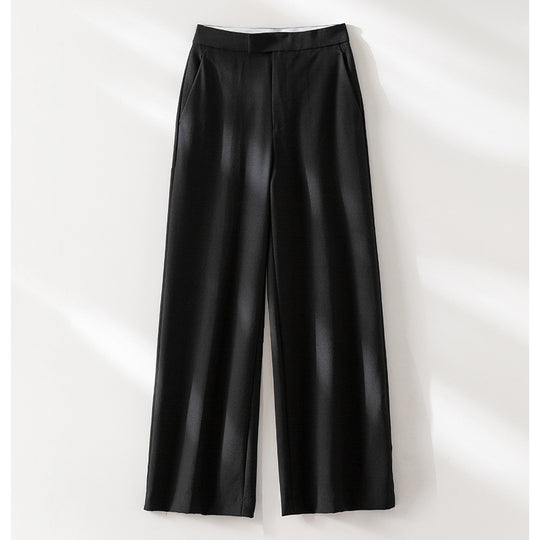 Damen Hochtaillierte weite Palazzo-Hose aus fließendem Satin mit Bügelfalte Shop Nory