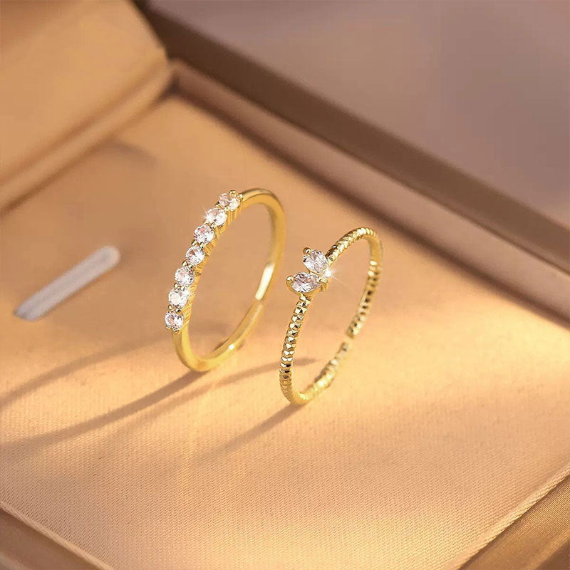 Damen Eleganter Ring mit zarten Zirkonia-Steinen Shop Nory