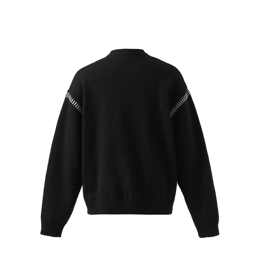 Damen Weicher Oversize Wollmix-Pullover mit Rundhalsausschnitt und dekorativer Schulternaht Shop Nory