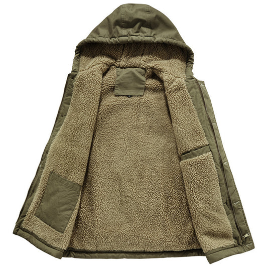 Herren Ärmellose Canvas‑Weste mit Teddyfleece‑Futter, Kapuze und Zweiwege‑Reißverschluss Shop Nory