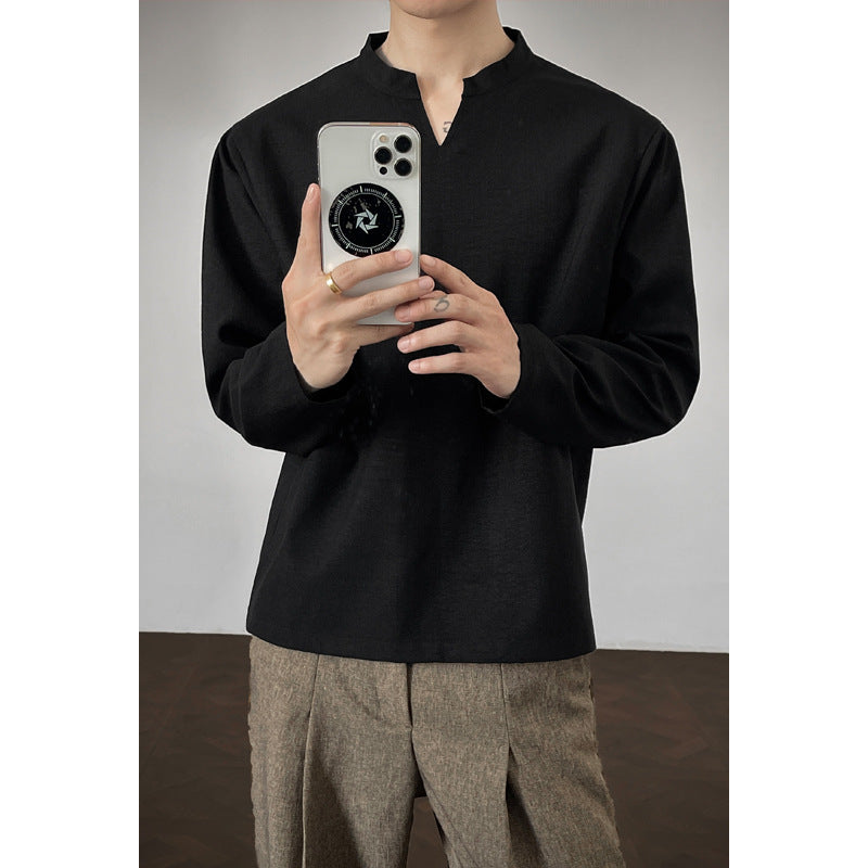 Herren Elegantes Langarm-Oberteil mit Stehkragen Shop Nory
