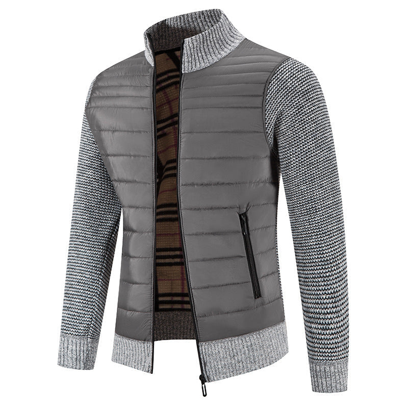 Herren Steppjacke mit modernem Strickärmeln und hohem Kragen