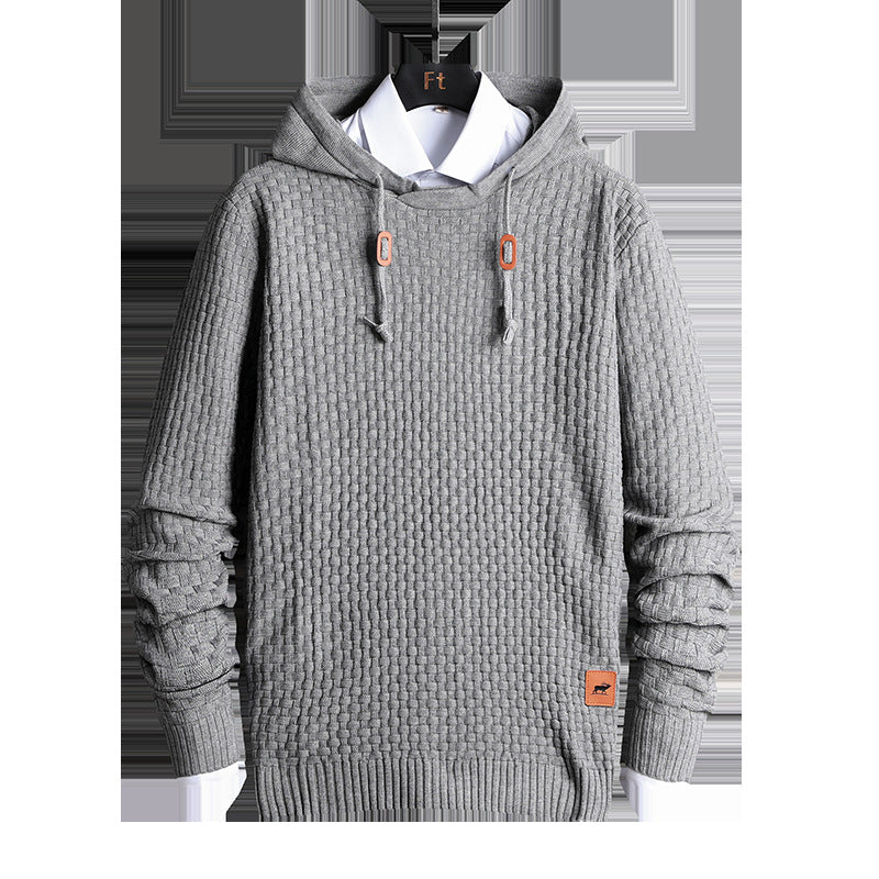 Herren Strukturiertes Kapuzenstrick-Pullover mit Reliefstruktur Shop Nory