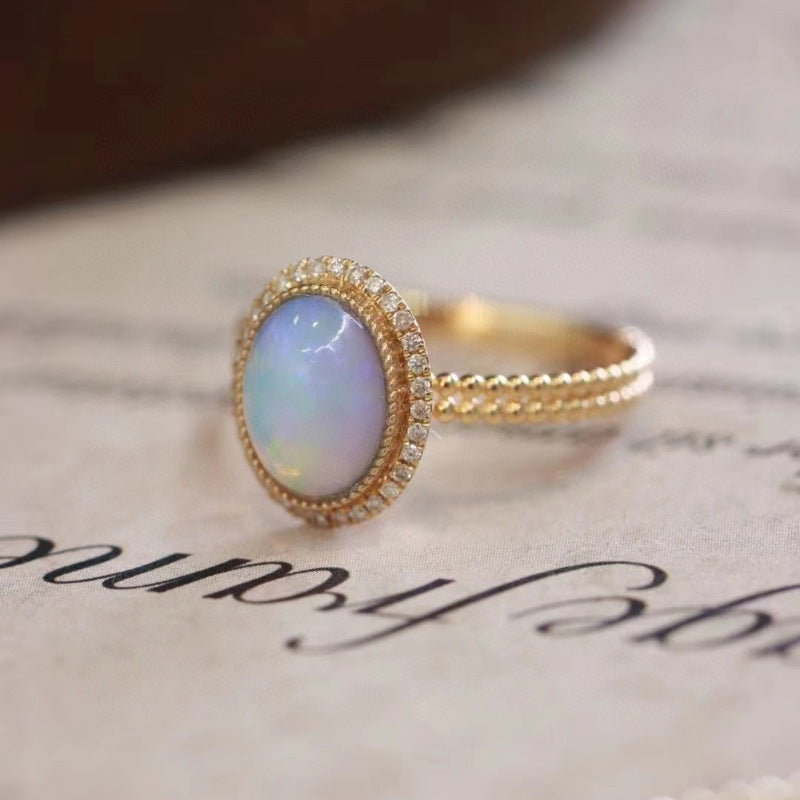 Damen Opalring mit funkelndem Zirkonia-Rahmen Shop Nory