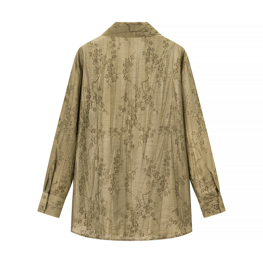 Damen Zweiteiliges Jacquard-Loungewear-Set mit Hemdbluse und weiter Palazzohose Shop Nory