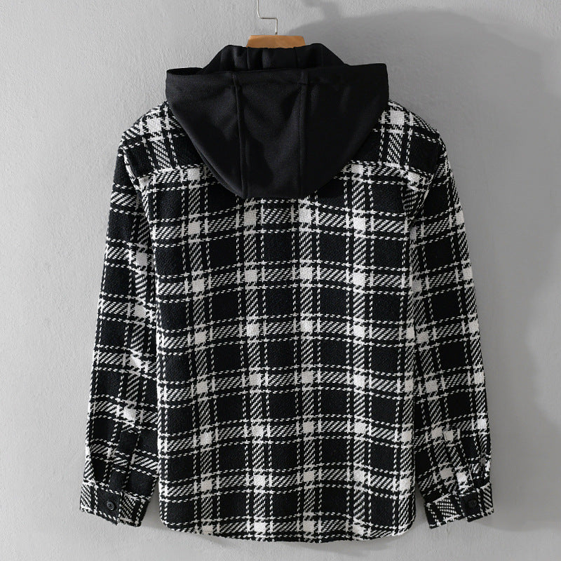 Herren Karierter Overshirt mit gesteppter Kapuze und Thermofutter Shop Nory