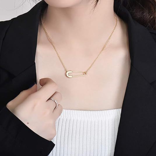 Damen Halskette mit sicherer Sicherheitsnadel und feinem Kettendesign Shop Nory