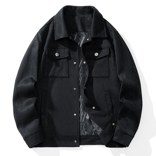 Herren Wildlederoptik Truckerjacke mit gesteppter Innenfütterung und Pattentaschen Shop Nory