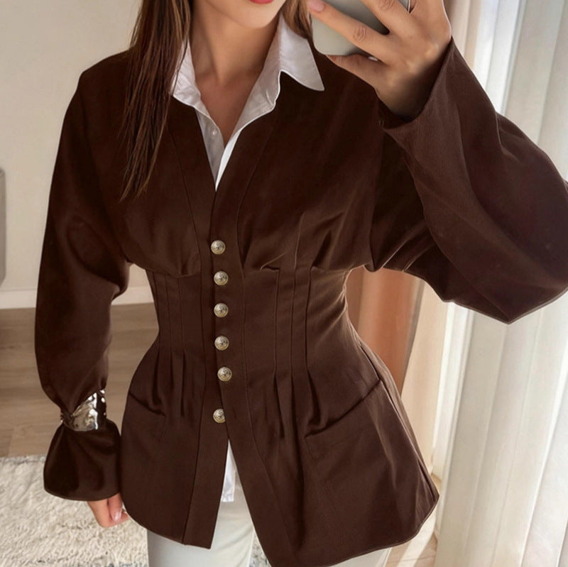 Damen taillierter Korsett-Blazer mit Zierknopfleiste Shop Nory