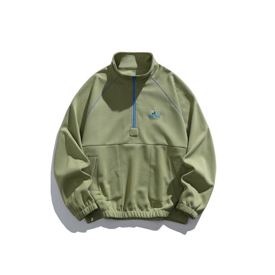 Unisex Oversize-Halbzip-Fleecepullover mit Stehkragen, Raglanärmeln und Kängurutasche Shop Nory