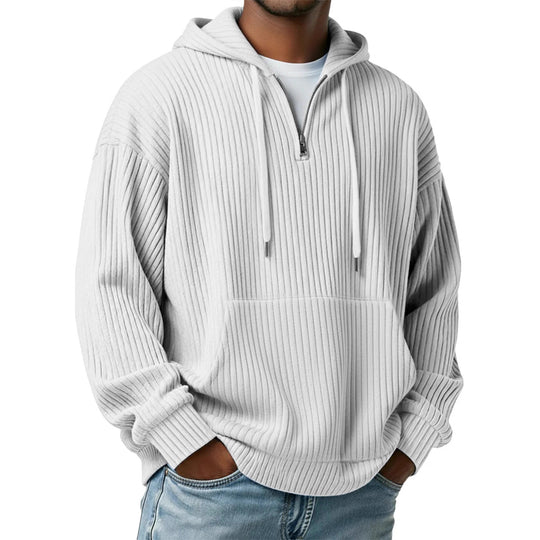 Herren gerippter Halfzip-Hoodie mit Kapuze, Kängurutasche und oversized Casual-Schnitt Shop Nory